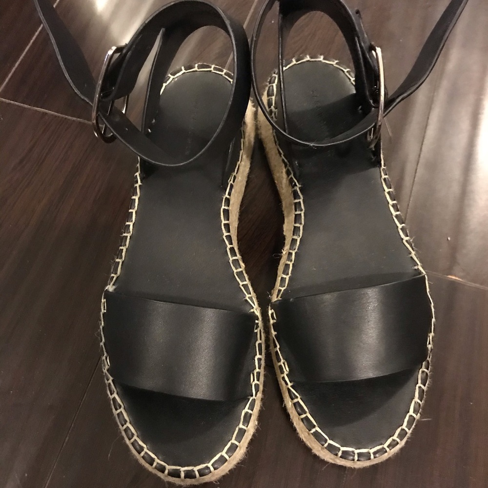 Zara Women’s black leather espadrille shoes